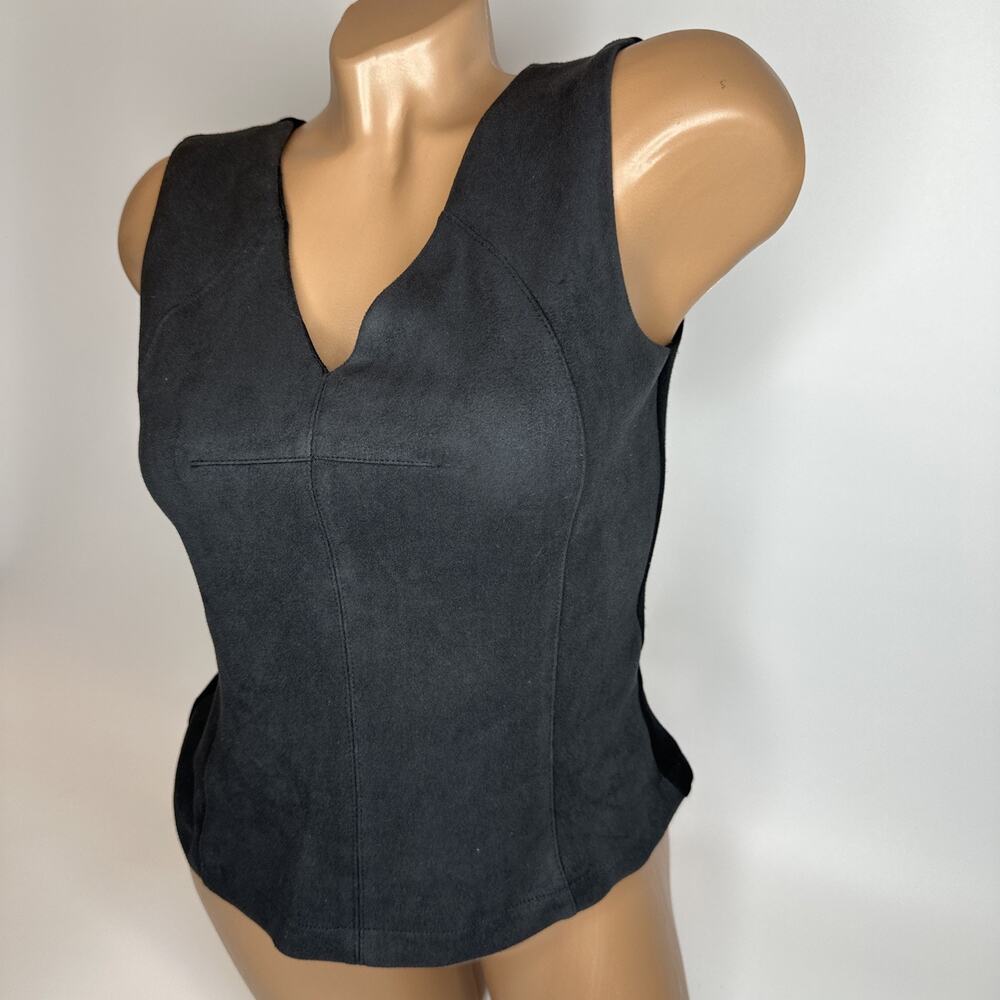 Bailey 44 Black Faux Suede V Neck Tank Top Small Sleeveless Minimalist Blouse S - Picture 8 of 8